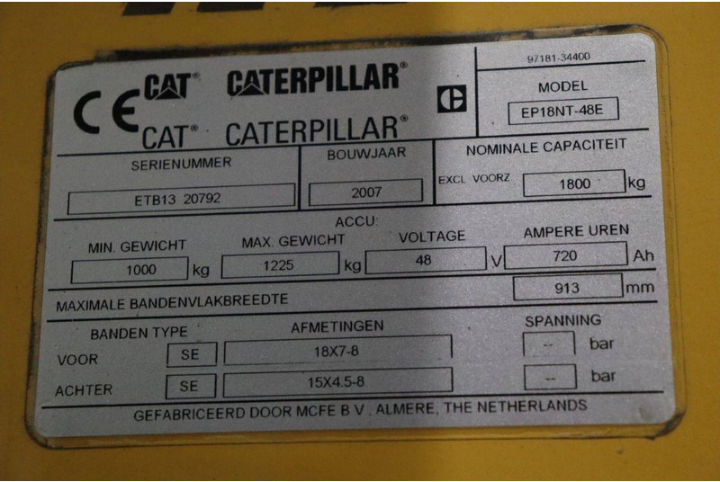 Carretilla elevadora eléctrica Caterpillar EP18NT-48E: foto 13