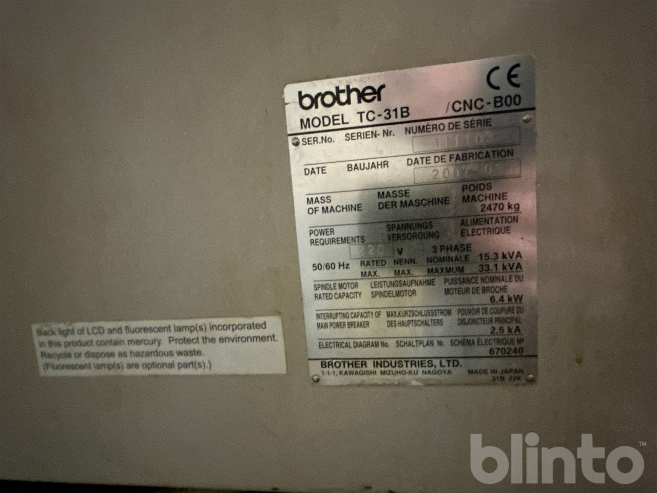 Brother TC-31B - Centro de mecanizado CNC: foto 3 Brother TC-31B - Centro de mecanizado CNC: foto 3