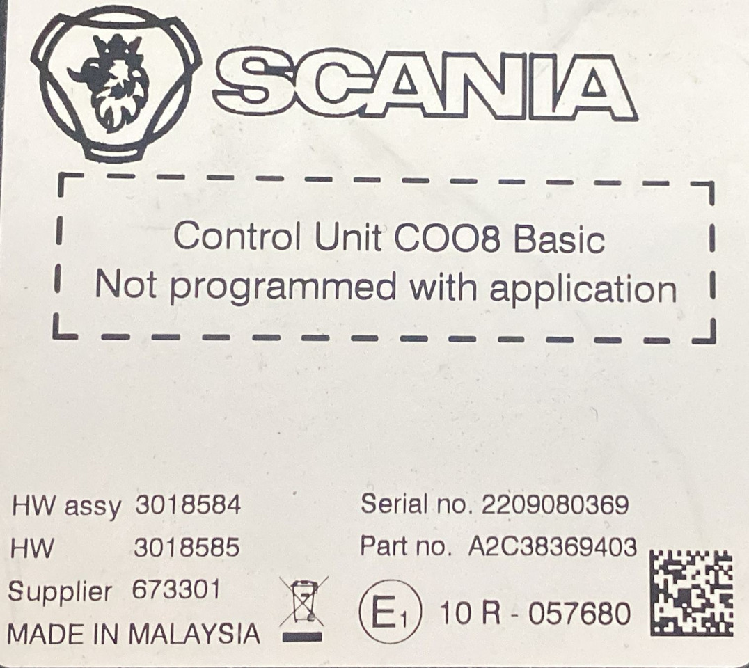 SCANIA CONTROL UNIT COO8 BASIC A2C38369403 - Recambio: foto 3 SCANIA CONTROL UNIT COO8 BASIC A2C38369403 - Recambio: foto 3